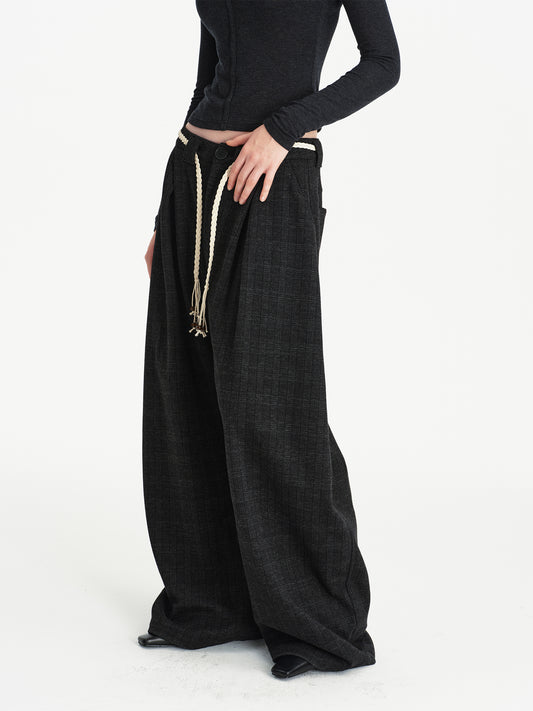 Checkered curved knife trousers