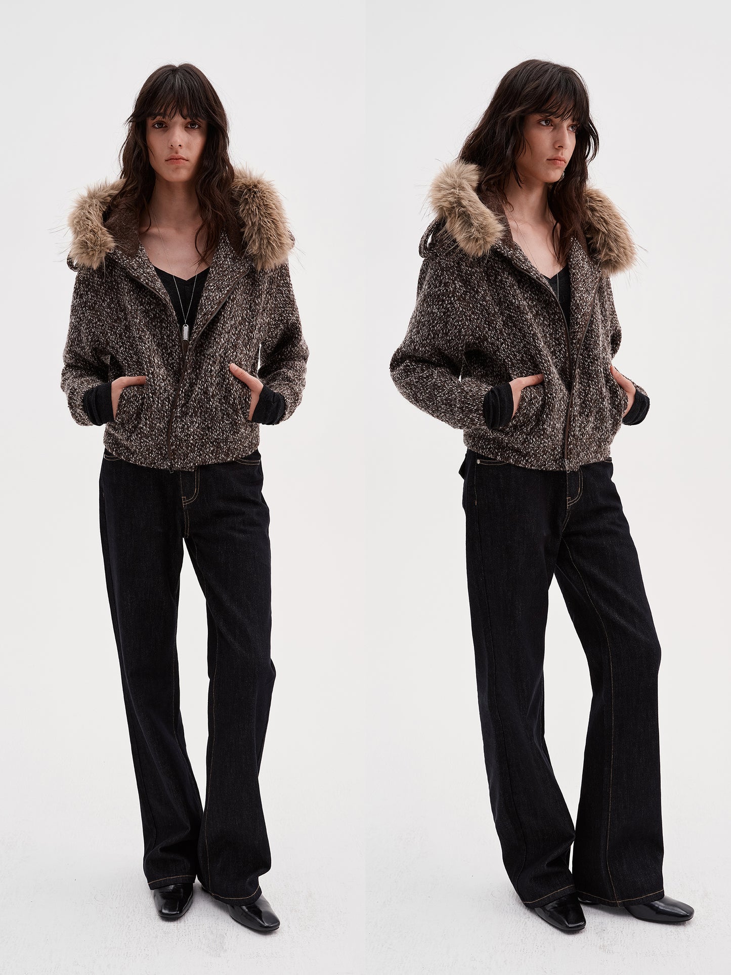 Beaded tweed coat