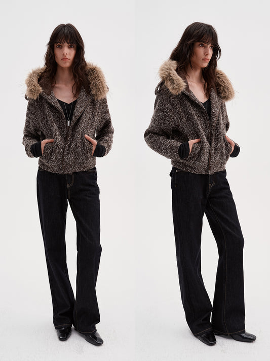 Beaded tweed coat