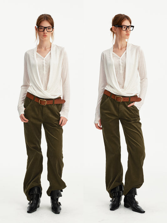 Fake two-piece long-sleeved