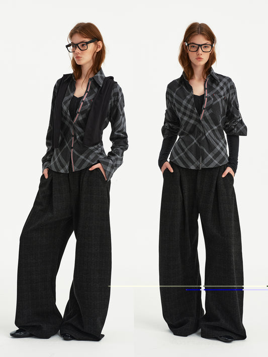 Checked long-sleeved shirt