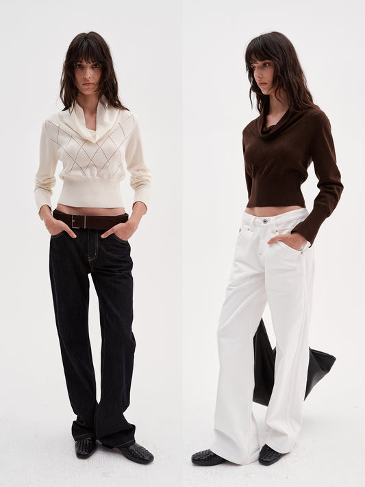 Diamond-patterned sweater