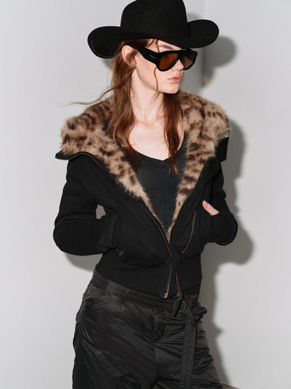 Leopard print hoodie jacket