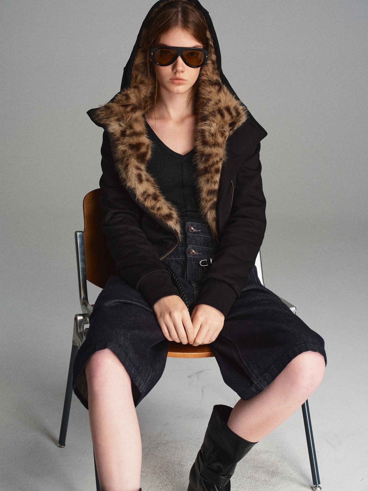 Leopard print hoodie jacket