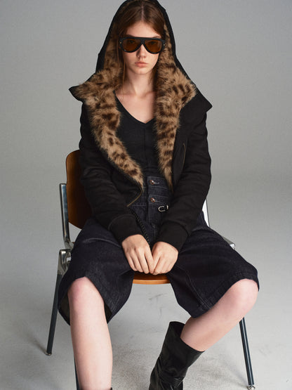 Leopard print hoodie jacket